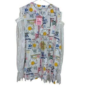 NEW Micckaka Japanese Wearable Art Bejeweled Lace Top One Size boho artsy romant